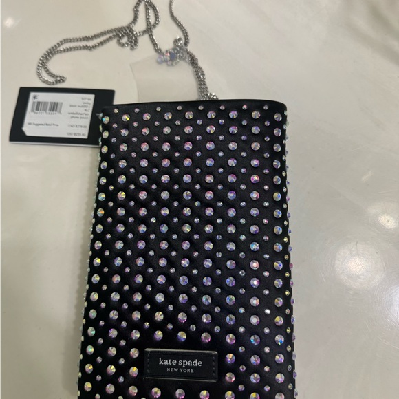 Kate Spade Black Embellished Phone Pouch - Picture 1 of 3